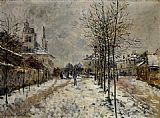 Famous Argenteuil Paintings - The Boulevard de Pontoise at Argenteuil Snow Effect